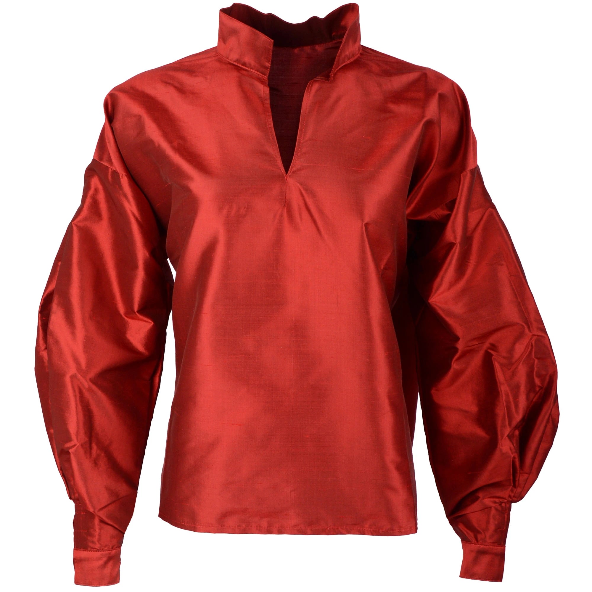 Silkeskjorte  ⎮  Shantung  ⎮  Dyprød